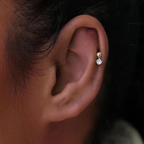 Boucles d'oreilles stud chain drop anti-irritation pour lobe percé - 4