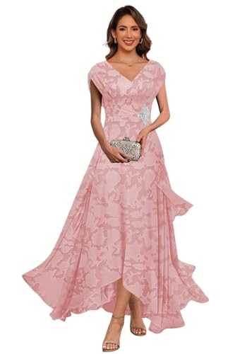 Women's Floral Print Mother of The Bride Dresses with Cap Sleeves Aline Pleated Formal Evening Dress DE5324