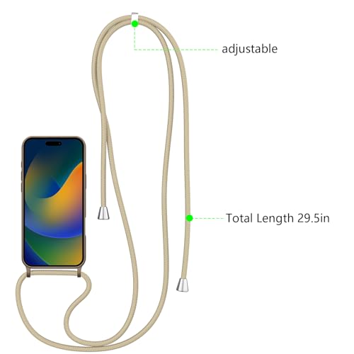 ZTOFERA Crossbody Lanyard Case for iPhone 16 Pro Max (6.9"), Liquid Silicone Protective Phone Case with Strap Adjustable Neck Cord Necklace Soft Cover for iPhone 16 Pro Max, Brown - Image 2