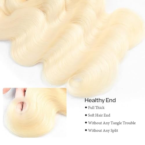 Extensiones de pelo humano sin procesar ondulado rubio #613 largo 56 cm 6