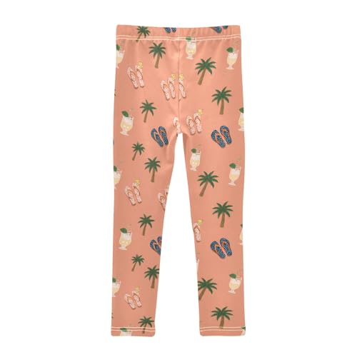 Girls' Athletic Leggings Ankle Length Yoga Dance Pants Kids Teen 4T Palm Tree Drink2