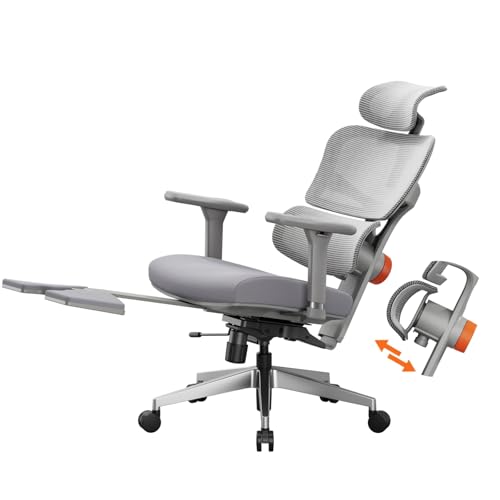 Image of Newtral Office Chair Ergonomic - Home Office Desk Chair, Big and Tall Office Chair, Auto-Following Lumbar Support for Back Pain, Adjustable Seat Depth and Height (with Footrest, Gray)