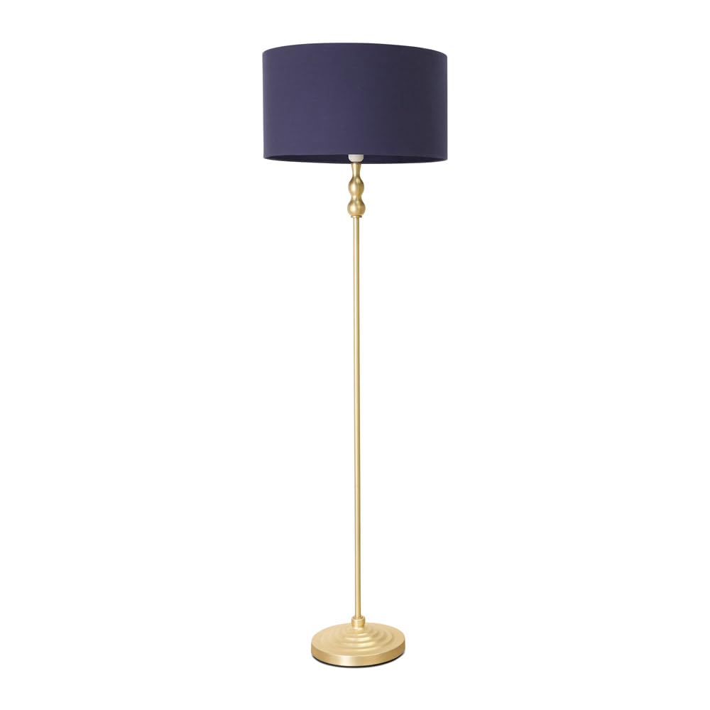 Valuelights Navy Maggie Gold Metal Candlestick Floor Lamp With Fabric Lamp Shade In