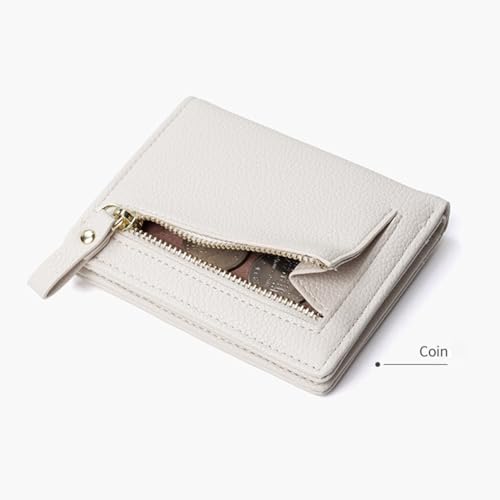 Belsmi Women Small Slim Minimalist Leather Bifold Trifold Wallets (Beige)2