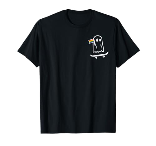 Gay Ghost Skateboard Rainbow Flag LGBT Pride Skate Men Women T-Shirt