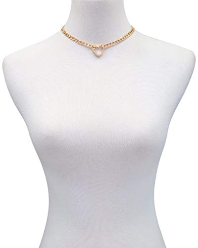 GUESS Goldtone Chain Link Necklace with Pave Heart Charm2