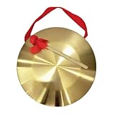 SOLUSTRE Kupfer Gong Schlaginstrument 25cm Traditionelles Chinesisches Percussion Instrument mit Schlägel Kleiner Gong für Bühnen und Heimgebrauch