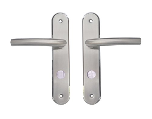 Preisvergleich Produktbild GARNITURA Stella WC / BAD - Langschildgarnitur aus Edelstahl / Türbeschläge mit geschwungenem Türgriff / extra starke Hochhaltefeder / Rostfreie Renovierungsgarnitur für Badezimmertüren