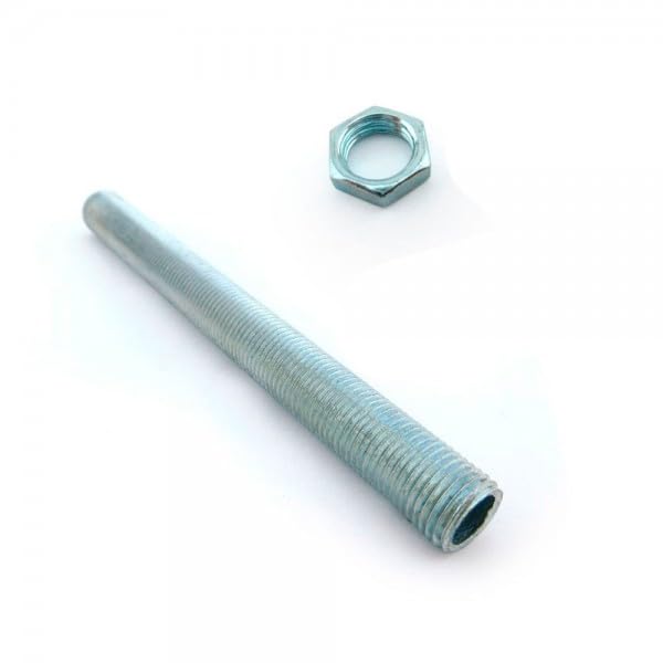 Varilla roscada hueca M10 Varilla de 1 metro+10 tuercas rosca de métrica 10, ideal para fabricación de lámparas, portalámparas, fácil corte