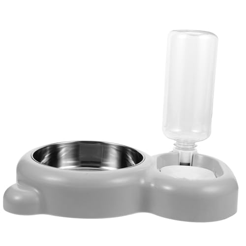 Gadpiparty ペット用給餌ボウル スタンド付き犬用ボウル 自動重力ペットフィーダー 猫の噴水フィルター 犬用の大きな水入れ 猫用ストリ フィーダー ダブル 扱う ゴミ Grey ステンレス鋼