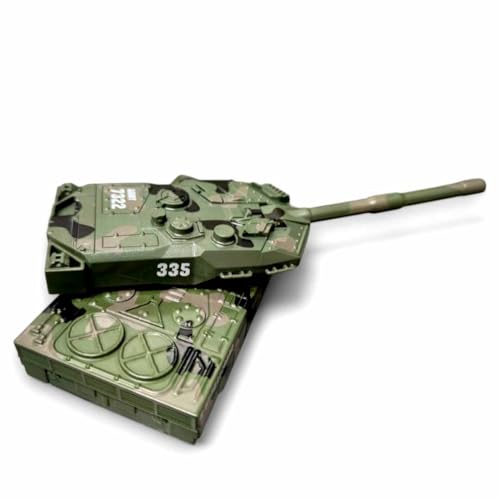 Image of Breatoi B-6772 Leopard Type Military Tank Die-Cast Model, 1:43 Scale, Camouflage Green, Army Collectible