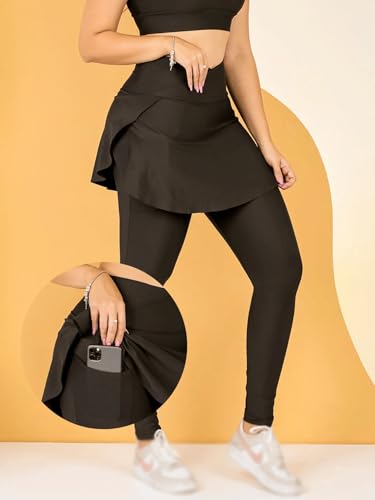 Calça Legging Fitness Feminina The Start com Saia e Bolso (BR, Alfa, M, Regular, Regular, Padrão, PR