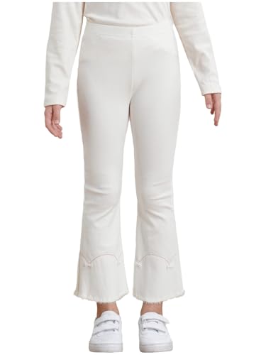 easyforever Kids Girls Flare Ribbed Leggings High Waisted School Trousers Casual Athletic Yoga Pants Bell Bottoms