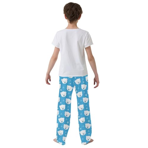 ZZXXB Bear and Snow Boys Long Pants Soft Trousers Elastic Waist Kids Lounge Bottoms with Pockets S-XL3