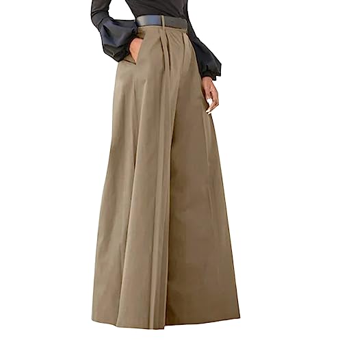 Women Wide Leg Pant Summer Casual Solid Comfy Button Stylish Baggy Trousers Office Business Loose Pants with Pockets