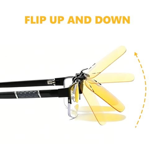 MR BAEQ 2 Pièces Clip Launettes Conduite de Nuit, Anti-éblouissement UV400, Vision HD pour Porteurs de Lunettes, Unisexe, Jaune PC, pour Conduite, Pêche, Ski, Course, Cyclisme – vue 4