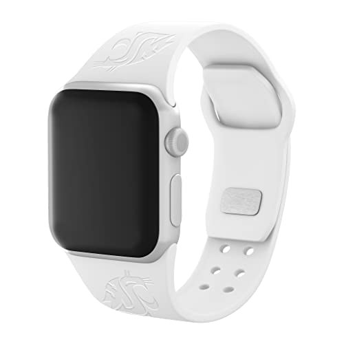 Affinity Bands Washington State Cougars Engraved Silicone Sport Band Compatible with Apple Watch (38/40/41mm White)