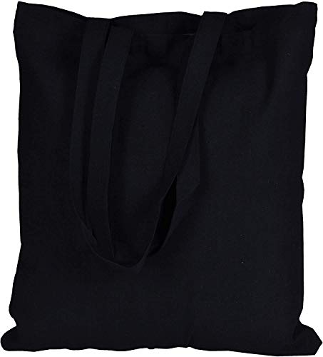 Atmos Green 12 Pack 15 X 16 inch with 27" long handle BLACK Color 5.5 Oz Recycled cotton reusable grocery bags ecofriendly super strong great choice for Schools Promotion Branding MADE in INDIA