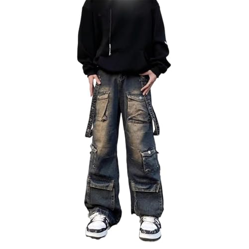 Men's American Retro Denim Straight-Leg Wide-Leg Casual Pants