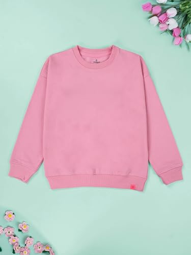 Image of KiddoPanti Boys Solid Round Neck Full Sleeve Fleece Sweatshirt | 60% Cotton 40% Polyester | Soft Warm Winter Pullover | Ribbed Cuffs & Hem | Casual Winter Sweatshirt for Kids