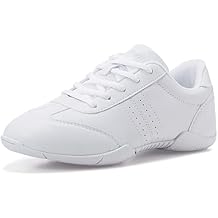 BAXINIER Youth Girls White Cheerleading Dancing Shoes Athletic Training Tennis Walking Breathable Competition Cheer Sneakers