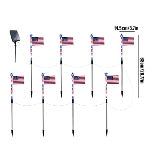 Lumière solaire drapeau américain pour décoration de jardin et allée extérieure