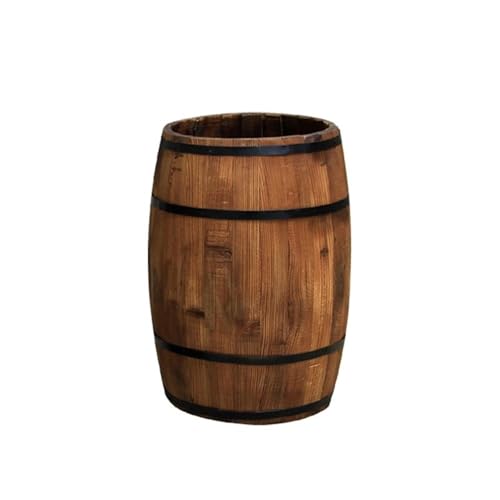 HACHJWRT Multipurpose Wooden Barrel Planter Creative Whiskey Barrel Planter Solid Wood Wine Barrel Suitable for Garden and Patio(H23.6in)