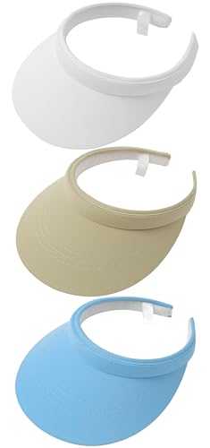 Image of 3 Pack Sports Sun Visor Hat Women Men Adjustable Clip On Visors Outdoor Golf Beach Cap