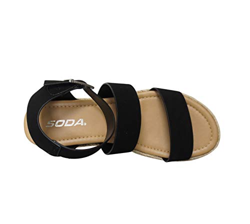 Image of Soda Topic Open Toe Buckle Ankle Strap Espadrilles Flatform Wedge Casual Sandal