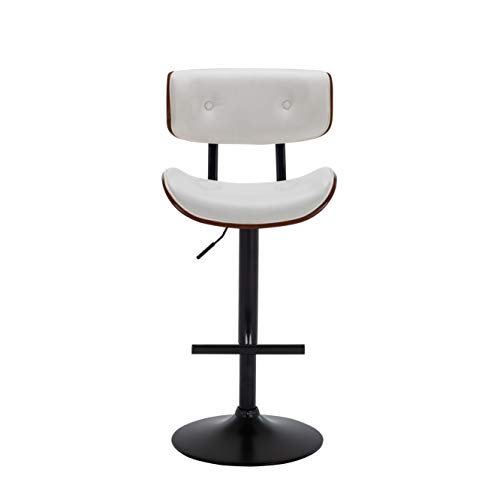 Belleze Adjustable Counter Height Bar Stools Set Of 2, Faux Leather Upholstered Swivel Barstools With Widen Back, Kitchen Counter Stools Mid Century Modern Bar Chairs - Avalon (White) #TOP7