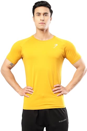 Image of FUAARK Men's Solid Slim Fit Sports Gym T-Shirt