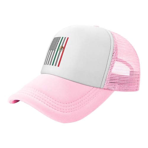 American Mexico Flag Lightweight Mesh Baseball Hat Fishing Sun Cap Outdoor Casual Cap Pink