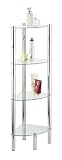 Wenko 15852100 Exclusiv Scaffale Angolare per il Bagno e la Casa Yago, 3 Ripiani in Vetro, Acciaio, Vetro Temperato, 30 x 104 x 30 cm, Trasparente