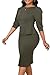 ZVO Elegant Green Church Dress for Women 3/4 Sleeve Pencil Dress Fashion Crew Neck Midi Dress High Waist Office Work Outfits