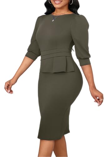 Image of ZVO Midi Dress for Women Pencil Dress Fashion Work Dress Elegant Church Dress High Waist Outfits