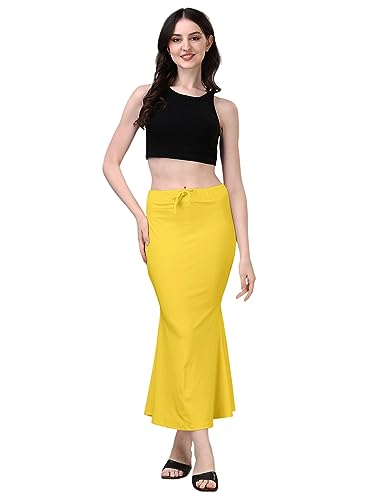 Image of Women's Saree Shapewear Petticoat, Cotton Blend Stretchable Mermaid Skirt, High Waist Tummy Control, Smooth Curve Fit with Adjustable Drawstring