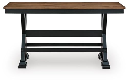 Image of Signature Design by Ashley Counter Height Dining Bench, 48 inch, Brown & Black | Mango veneer and MDF substrate seat, Solid wood frame, Kitchen island seating, Modern farmhouse style, Wildenauer Series