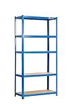 Rhino Racking - 5 Tier Heavy-Duty Industrial Storage Shelves - Blue - 180x90x40cm