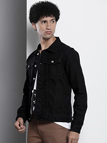 Image of The Indian Garage Co Men Slim Fit Solid Denim Trucker Jackets