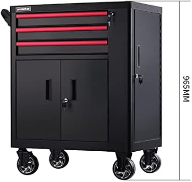 Tool box storage boxTool Box 3-Drawer Rolling Tool Cabinet - Rolling Garage Workshop Organizer - Tool Chest with Large Storage Cabinet and Side Tool Storage Cabinet, Black Tool Box Organizer