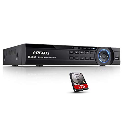 8CH DVR Recorder, DEATTI HD 1080P Lite 5-in-1 Hybrid DVR für Heimsicherheitssysteme mit 1 TB Festplatte, kompatibel mit AHD/ CVI/ TVI/ IP/ CVBS