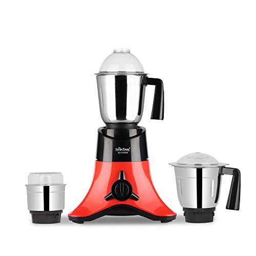 SuryaFlame 750-Watt Red Thunder Mixer Grinder with 3 Stainless Steel Jars (Red), 69 Ounce