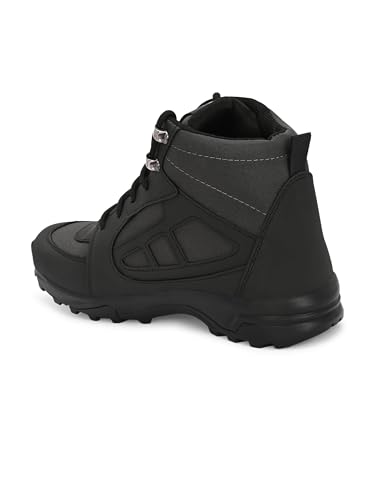 Image of Leo Fitness Waterproof Outdoor Trekking Boots | Black Hiking Boots with Cushioned Footbed, Anti-Slip Rubber Sole
