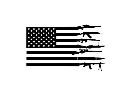 Legacy Innovations American US Gun Flag LLI | Decal Vinyl Sticker | Cars Trucks Vans Walls Laptop | Black | 5.5 x 3.3 in | LLI1797