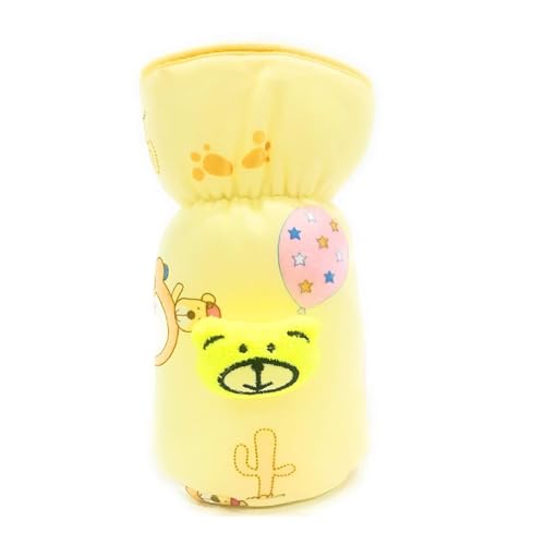 Image of Bottle Covers for Wide Neck /Broad Neck Soft Plush Stretchable Baby Feeding Bottle Cover with Strap for (250, 260, 330 ml Feeders (Multicolour) Pack of 2- Blue Yellow)