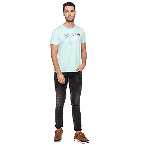 Image of Spykar Mens Cotton ICE Green Printed T-Shirt