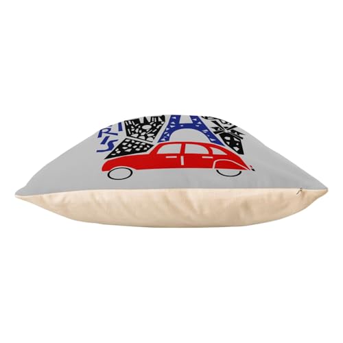 Coussin en Velours Gris 40x40 cm Paris Tour Eiffel et Arc de Triomphe - 5