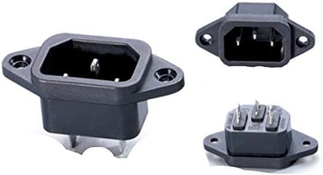 IEC320 C14/3 Pin Male Plug Chassis PCB Panel Inlet Socket Connector AC 250V/10A (2 Pcs)
