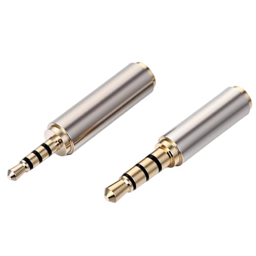 Alrhso 2.5mm to 3.5mm Adapter, 2.5mm to 3.5mm Adapter, Brass 3 Ring Jack Stereo Mono Connector Full Metal Male to Female Stereo Audio Adapters for Smartphones, Headphone, Tablets, Mic