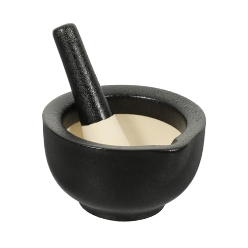 Ciieeo 1 Set Grinding Bowl with Grinding Rod Hand Pestle and Small Spices Mini and Pestle Practical Laboratory Garlic Crusher Mixing Bowl Pestle Ceramics Black